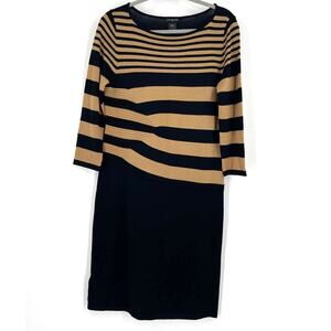 Ann Taylor Wool Blend‎ Black and Brown Knit Sweater Dress Size Medium